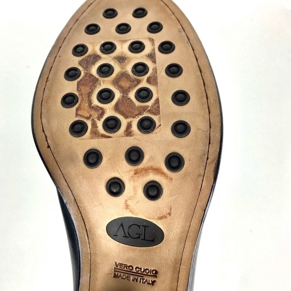 NWOT AGL Block Heel leather black ankle boot 37 1/2 - Picture 8 of 10